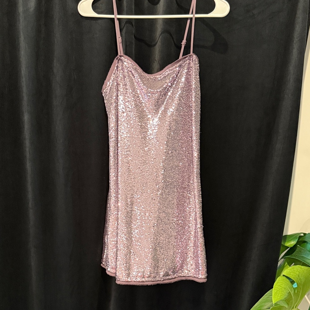 Free People Purple Sequin Mini Slip Dress